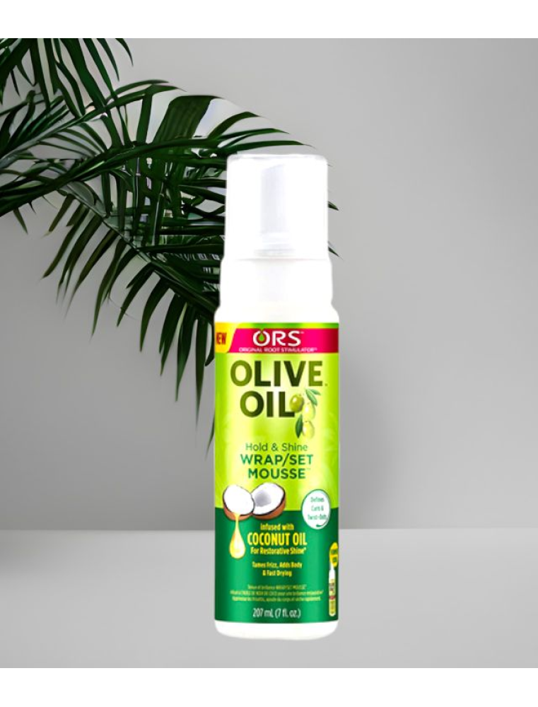 ORS Olive Oil Hold & Shine Wrap Set Mousse Infused with Coconut Oil for  Restorative Shine (7.0 oz)